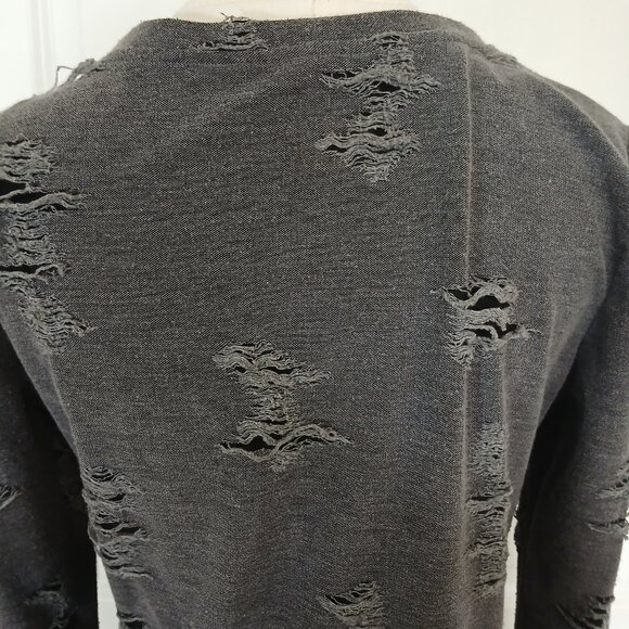 H&M Divided Distressed Top Sweater Women’s Size XS Gray Grunge Long Sleeve - Picture 4 of 7